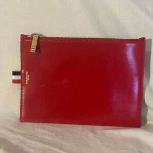 Thom Browne Men's Unisex Red Leather Clutch Pouch Bag Cardholder Bag 8x6